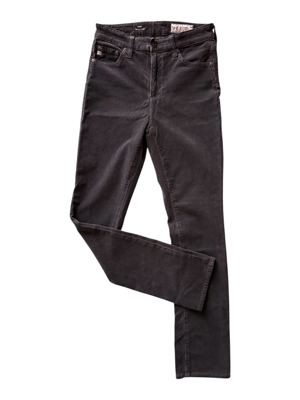 AG Adriano Goldschmied Mari High-Rise Slim Straight Jeans in Charcoal